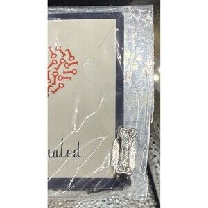 KEEP Collective Stella & Dot Silver Pavé Dog Bone Charm Slider NIP